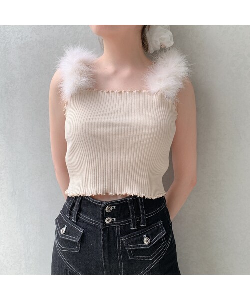 lilLilly(リルリリー)の「【ORDERMADE】フェザーキャミトップス(トップス・レディース・ベースWHITE/ベースBEIGE/ベースPINK/ベースPURPLE/ベースBLACK)」の20枚目の写真
