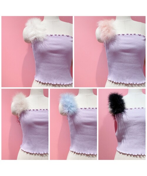 lilLilly(リルリリー)の「【ORDERMADE】フェザーキャミトップス(トップス・レディース・ベースWHITE/ベースBEIGE/ベースPINK/ベースPURPLE/ベースBLACK)」の7枚目の写真