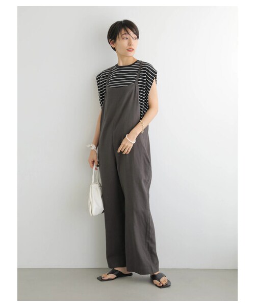 AMERICAN HOLIC(アメリカンホリック)の「リネンブレンドサロペット(オールインワン・サロペット・チャコールグレー/グレーベージュ・F)」の9枚目の写真