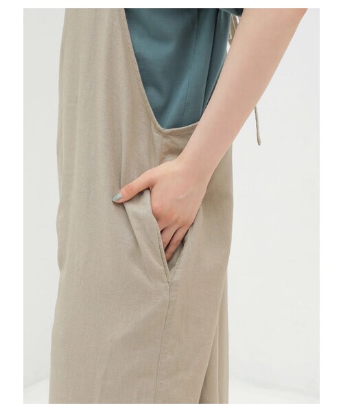 AMERICAN HOLIC(アメリカンホリック)の「リネンブレンドサロペット(オールインワン・サロペット・チャコールグレー/グレーベージュ・F)」の7枚目の写真