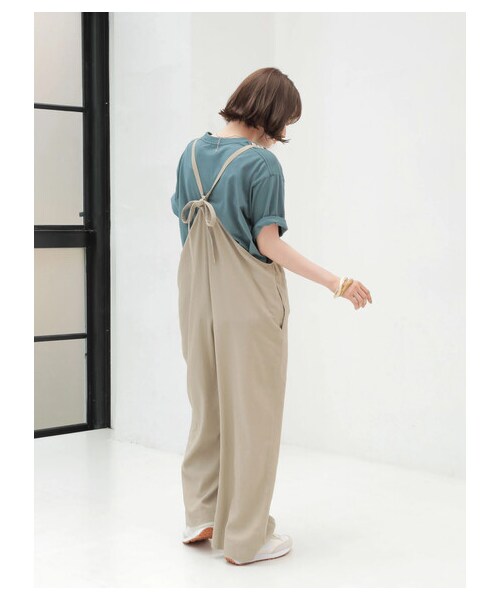 AMERICAN HOLIC(アメリカンホリック)の「リネンブレンドサロペット(オールインワン・サロペット・チャコールグレー/グレーベージュ・F)」の4枚目の写真