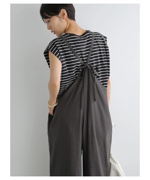 AMERICAN HOLIC(アメリカンホリック)の「リネンブレンドサロペット(オールインワン・サロペット・チャコールグレー/グレーベージュ・F)」の14枚目の写真