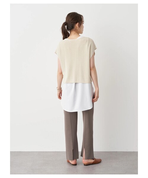 earth music&ecology（アースミュージックアンドエコロジー）の「バックスリットニットパンツ（パンツ・チャコールグレー/ベージュ/モカ・F）」の7枚目の写真