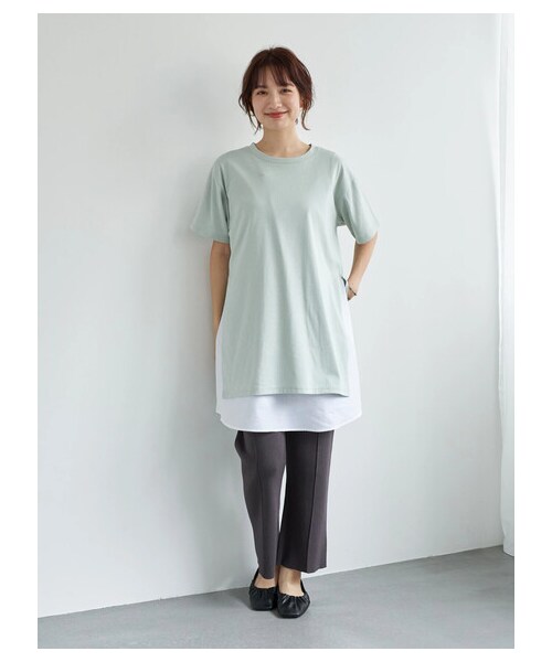 earth music&ecology（アースミュージックアンドエコロジー）の「バックスリットニットパンツ（パンツ・チャコールグレー/ベージュ/モカ・F）」の12枚目の写真