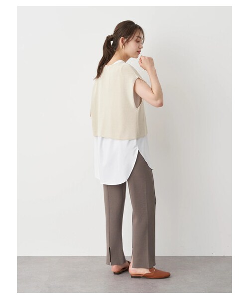 earth music&ecology（アースミュージックアンドエコロジー）の「バックスリットニットパンツ（パンツ・チャコールグレー/ベージュ/モカ・F）」の6枚目の写真