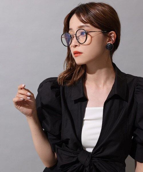 one after another NICE CLAUP（ワンアフターアナザーナイスクラップ）の「frontribbonblouse（シャツ/ブラウス・レディース・オフホワイト/ブラック/チェック・0）」の3枚目の写真