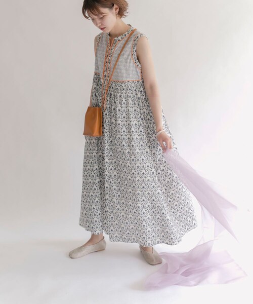 【WEB限定】配色パイピングプリントドレス