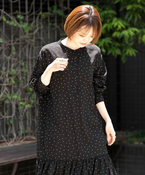 ヘムギャザーワンピース きなこ様】PINUE ボウタイヘムギャザー