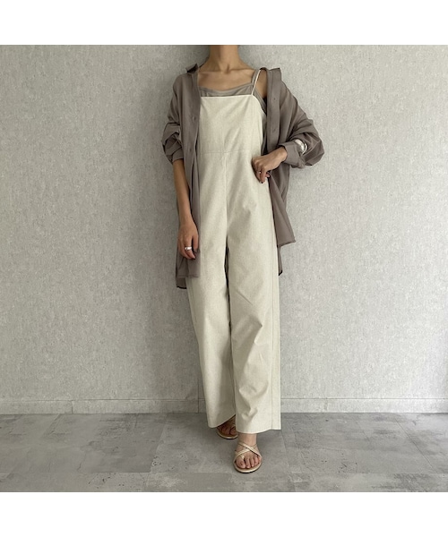 copine(コピン)の「リネンブレンドキャミサロペット(3color)(サロペット/オーバーオール・レディース・アイボリー/モカブラウン/ブラック・ワンサイズ)」の1枚目の写真