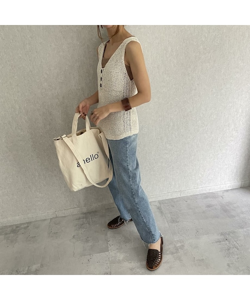 copine(コピン)の「anelloコットンキャンバス 2WAYバッグ(2color)(ショルダーバッグ・レディース・アイボリー/ネイビー・ワンサイズ)」の1枚目の写真