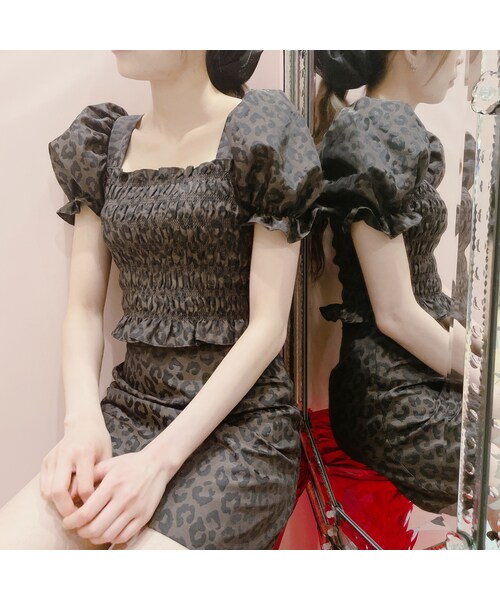 lilLilly（リルリリー）の「レオパードジャガードミニスカート（スカート・レディース・IVORY/S 7/4配送)/IVORY/M (7/4配送)/PINK/S (7/4配送)/PINK/M (7/4配送)/BROWN/S (7/4配送)/BROWN/M (7/4配送)）」の7枚目の写真