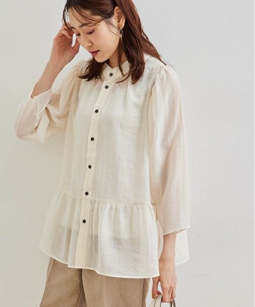 ROPE' PICNIC（ロペピクニック）の「【2WAY】ボリュームスリーブシアーブラウス（トップス・レディース・ブラック/ホワイト/ピンク系・38）」の2枚目の写真