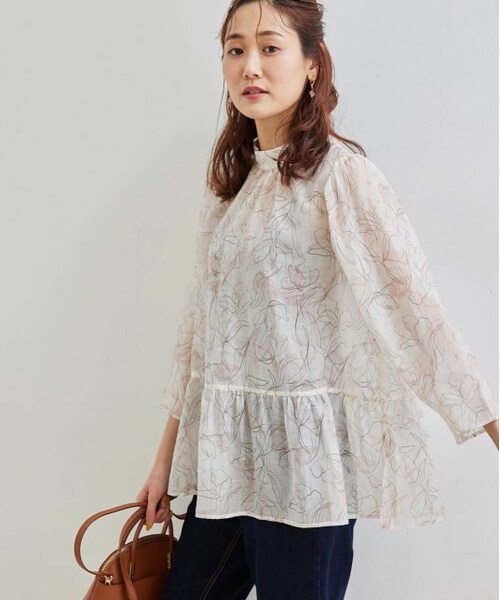 ROPE' PICNIC（ロペピクニック）の「【2WAY】ボリュームスリーブシアーブラウス（トップス・レディース・ブラック/ホワイト/ピンク系・38）」の3枚目の写真