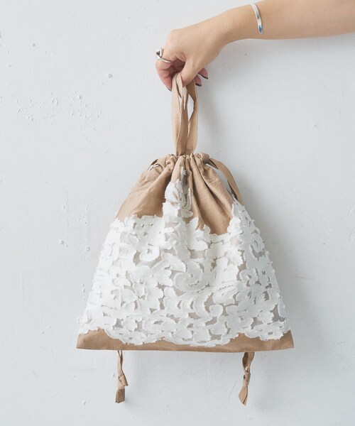 BEARDSLEY（ビアズリー）の「《7/1(木)販売スタート》ジャガード巾着（トートバッグ・レディース・モカ/グレー・FREE）」の2枚目の写真