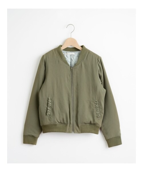 MAJESTIC LEGON(マジェスティックレゴン)の「○リブブルゾン(ジャケット/アウター・レディース・カーキグリーン/アイボリー/ブラック・Free)」の7枚目の写真