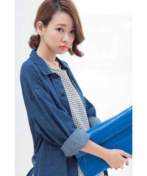 ORENDA（オレンダ）の「個性休閒原色丹寧雙口袋外套（トップス・レディース・深藍・F）」の6枚目の写真