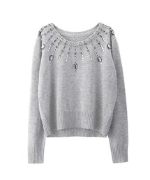 gracegift | 奢華基調彩鑽針織短版上衣(その他)