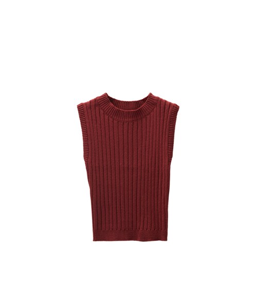 gracegift(グレースギフト)の「入秋必備 韓國無袖針織短版上衣(トップス・レディース・黑/酒紅/米白・F)」の7枚目の写真