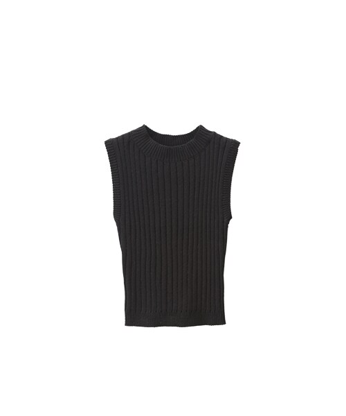 gracegift(グレースギフト)の「入秋必備 韓國無袖針織短版上衣(トップス・レディース・黑/酒紅/米白・F)」の1枚目の写真