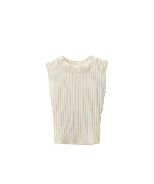 gracegift(グレースギフト)の「入秋必備 韓國無袖針織短版上衣(トップス・レディース・黑/酒紅/米白・F)」の2枚目の写真