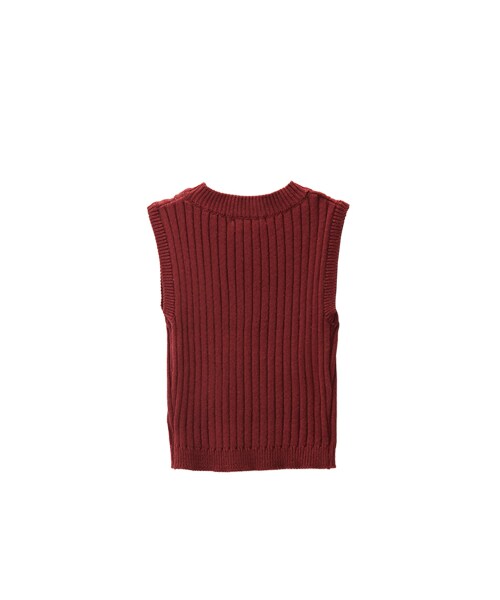 gracegift(グレースギフト)の「入秋必備 韓國無袖針織短版上衣(トップス・レディース・黑/酒紅/米白・F)」の8枚目の写真