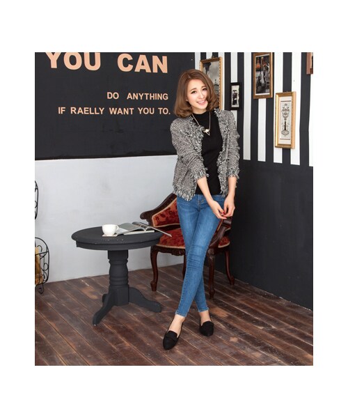 gracegift(グレースギフト)の「極致線條 韓國刷色小抓破牛仔褲(パンツ・レディース・藍・S/M)」の4枚目の写真