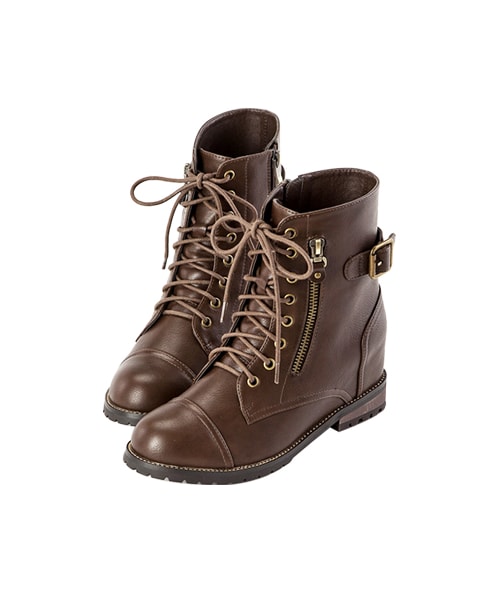 gracegift（グレースギフト）の「個性金屬帶釦拉鍊設計內增高短靴（シューズ・レディース・黑/棕・35/36/37/38/39/40/41）」の11枚目の写真