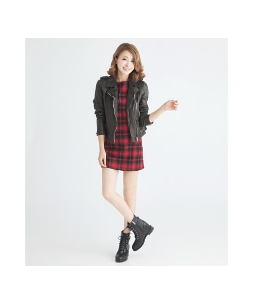 gracegift（グレースギフト）の「個性金屬帶釦拉鍊設計內增高短靴（シューズ・レディース・黑/棕・35/36/37/38/39/40/41）」の7枚目の写真