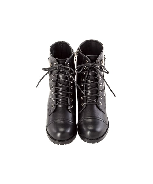 gracegift（グレースギフト）の「個性金屬帶釦拉鍊設計內增高短靴（シューズ・レディース・黑/棕・35/36/37/38/39/40/41）」の3枚目の写真