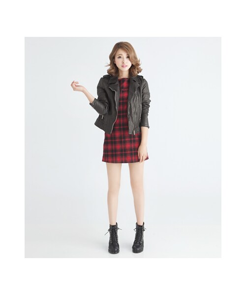 gracegift（グレースギフト）の「個性金屬帶釦拉鍊設計內增高短靴（シューズ・レディース・黑/棕・35/36/37/38/39/40/41）」の5枚目の写真