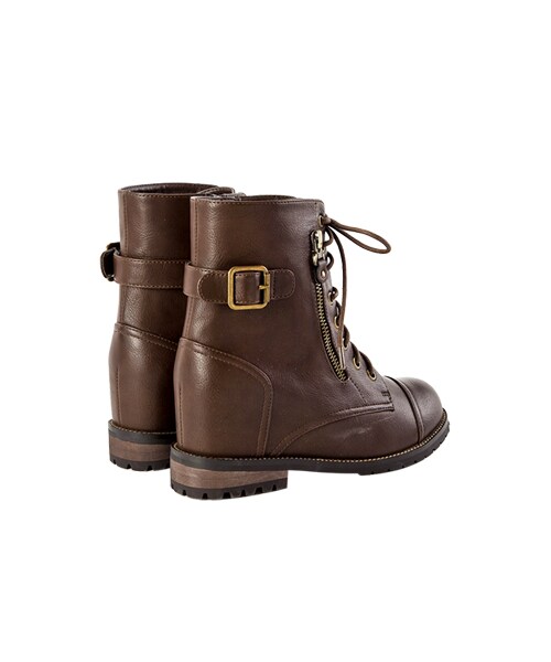 gracegift（グレースギフト）の「個性金屬帶釦拉鍊設計內增高短靴（シューズ・レディース・黑/棕・35/36/37/38/39/40/41）」の14枚目の写真