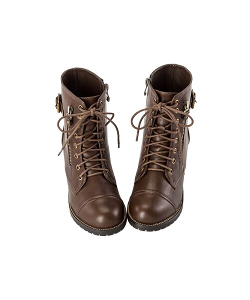 gracegift（グレースギフト）の「個性金屬帶釦拉鍊設計內增高短靴（シューズ・レディース・黑/棕・35/36/37/38/39/40/41）」の13枚目の写真