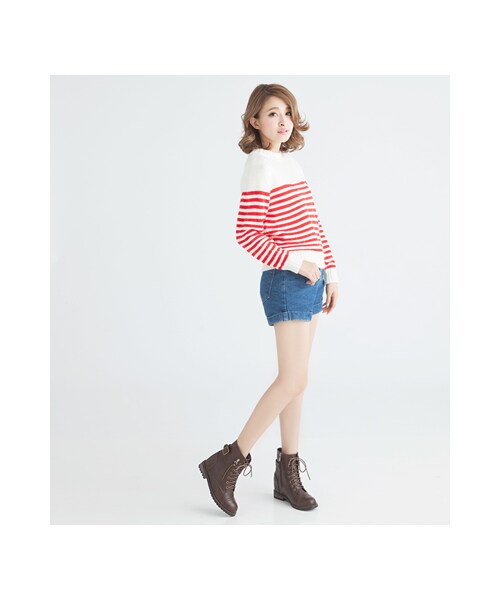 gracegift（グレースギフト）の「個性金屬帶釦拉鍊設計內增高短靴（シューズ・レディース・黑/棕・35/36/37/38/39/40/41）」の16枚目の写真