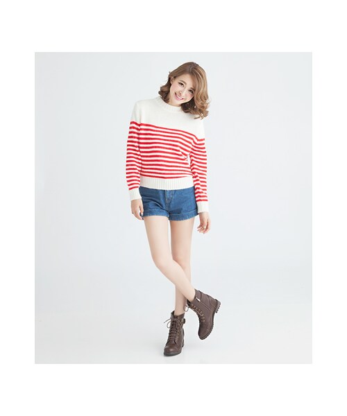 gracegift（グレースギフト）の「個性金屬帶釦拉鍊設計內增高短靴（シューズ・レディース・黑/棕・35/36/37/38/39/40/41）」の15枚目の写真