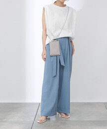 COLONY 2139 | リネンライクリボン付ワイドパンツ(ブラック・グリーン・ブルー)(その他パンツ)