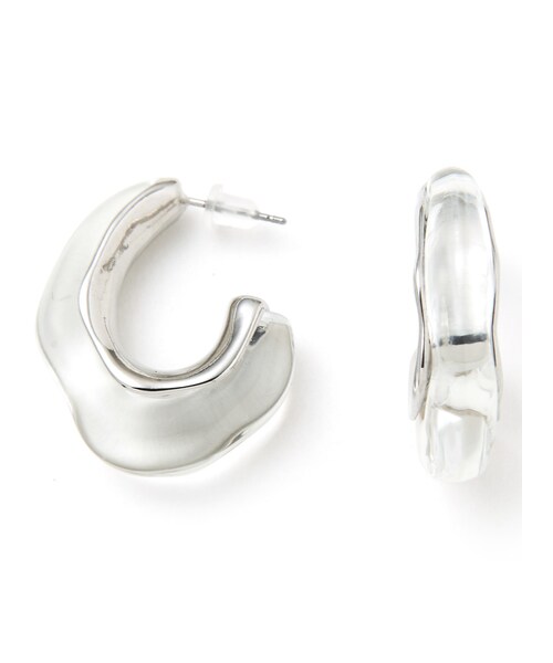 GRL（グレイル）の「マーブルXメタル変形フープピアス（ピアス（両耳用）・レディース・ブラウン/クリア/ピンク/アイボリー・F）」の4枚目の写真