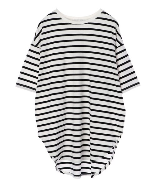 AMERICAN HOLIC（アメリカンホリック）の「裾ラウンド5分袖カットチュニック（トップス・アイボリー/ボーダーキャメル/ボーダーブラック・M/L）」の20枚目の写真