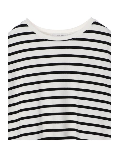 AMERICAN HOLIC（アメリカンホリック）の「裾ラウンド5分袖カットチュニック（トップス・アイボリー/ボーダーキャメル/ボーダーブラック・M/L）」の15枚目の写真