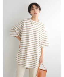 AMERICAN HOLIC | 裾ラウンド5分袖カットチュニック(トップス)