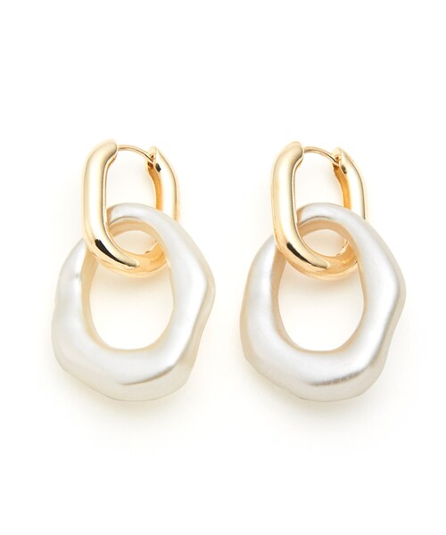 GRL（グレイル）の「2Way2連フープピアス（ピアス（両耳用）・レディース・オフホワイト/ブルー/パールホワイト・F）」の2枚目の写真