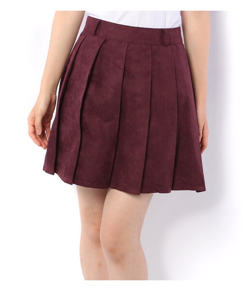 PAGEBOY（ページボーイ）の「細ベルト付きスウェードプリーツスカート（スカート・レディース・チャコールグレー/ダークレッド/カーキ/ネイビー）」の13枚目の写真