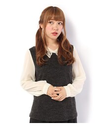 PAGEBOY | オーガンジー&シフォン切り替えニットソー(トップス)