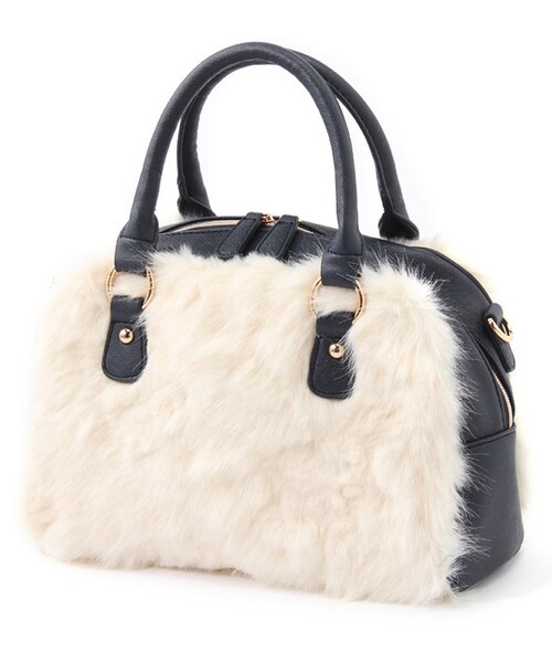 PAGEBOY（ページボーイ）の「フェイクファー切り替え2WAYバッグ（バッグ・レディース・アイボリー/ベージュ系/ピンクベージュ）」の5枚目の写真