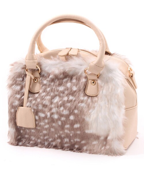 PAGEBOY（ページボーイ）の「フェイクファー切り替え2WAYバッグ（バッグ・レディース・アイボリー/ベージュ系/ピンクベージュ）」の2枚目の写真