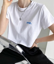 [ppgirl] meレタリングクロップドTシャツ