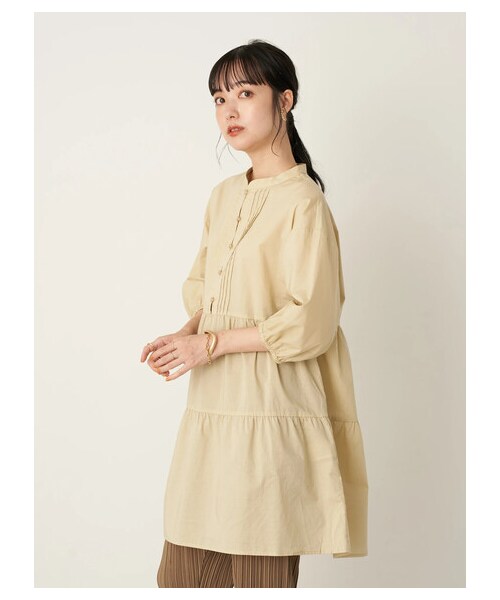 earth music&ecology（アースミュージックアンドエコロジー）の「ティアードピンタックチュニック（ワンピース/ドレス・オフホワイト/ブラック/ライトベージュ・F）」の21枚目の写真