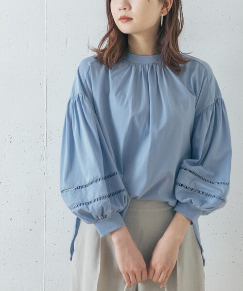 TORRAZZO DONNA ボリューム袖シルケットカットソー