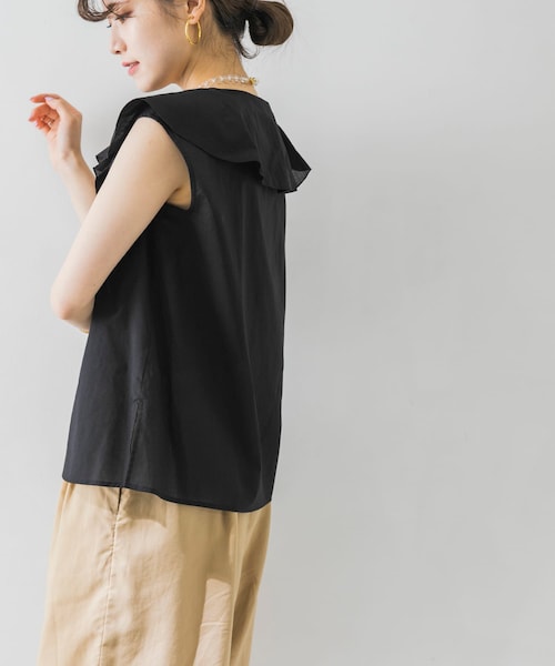 新品タグ付き ノースリーブフリルブラウス 黒 ブラック アーバンリサーチ 完売 URBAN RESEARCH 【アーバンリサーチ】ノースリーブフリル