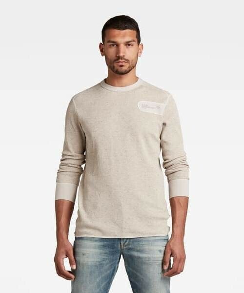 G-STAR(ジースター)の「HEATHER WAFFLE RAW CONSTRUCTION T-SHIRT(Tシャツ/カットソー・メンズ・ホワイト・Large/Medium/Small/X-Small)」の1枚目の写真