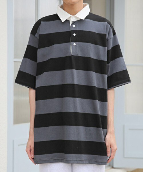 D'MENS by DHOLIC（ディーメンズ）の「ボーダー半袖カラーTシャツ（Tシャツ/カットソー・メンズ・ホワイト/オレンジ/グレー・ONESIZE）」の2枚目の写真